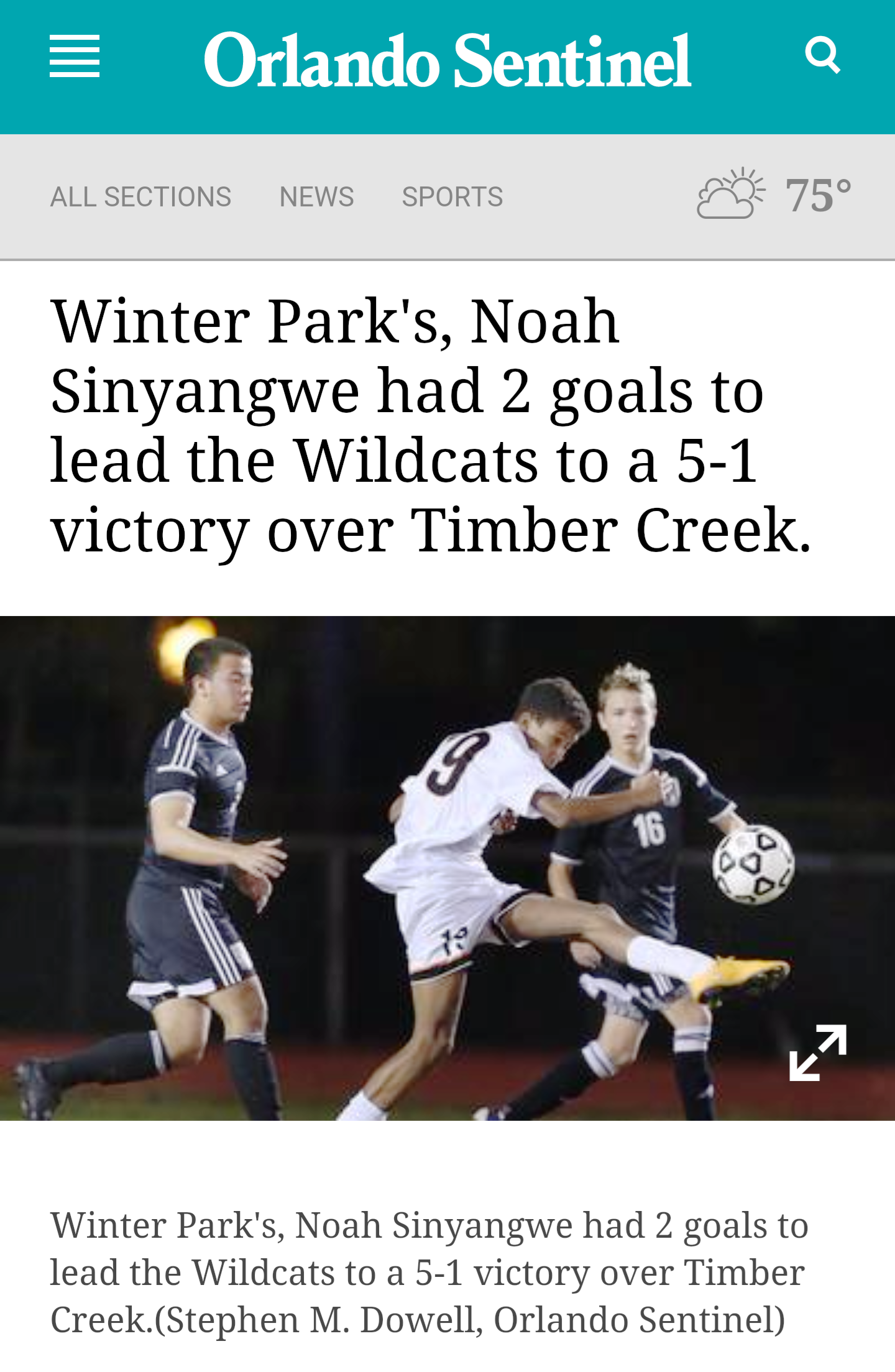 Orlando Sentinel 1-20-15 vs Timber Creek - Screenshot